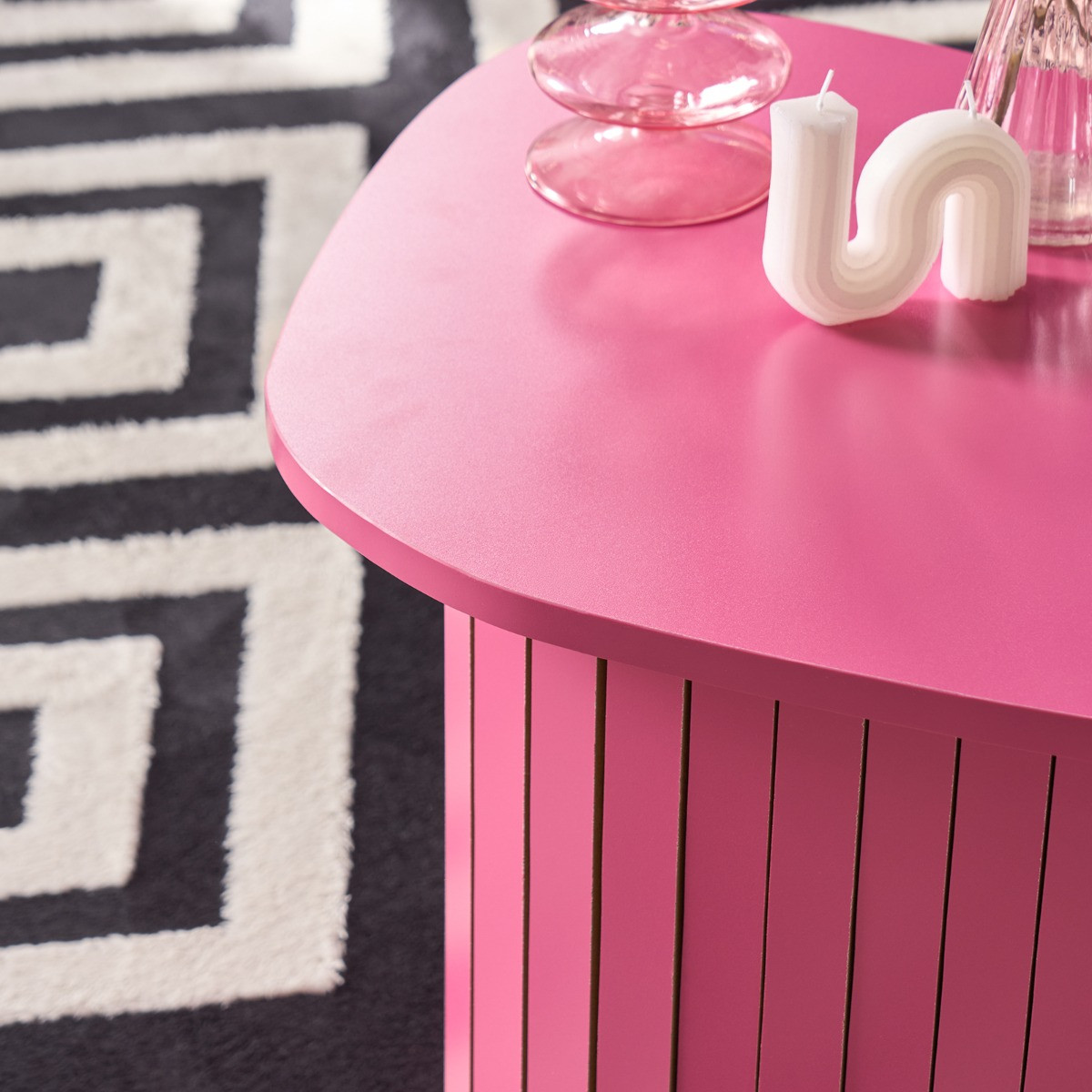 OHS Madison Ribbed Side Table - Hot Pink>
