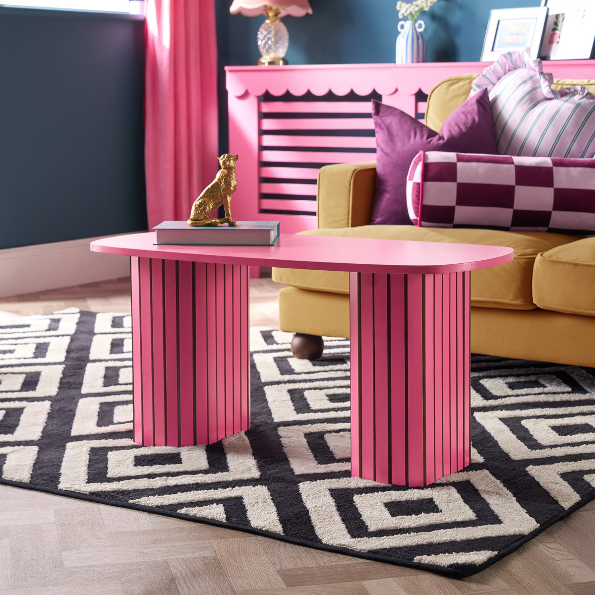 OHS Madison Ribbed Coffee Table - Hot Pink>