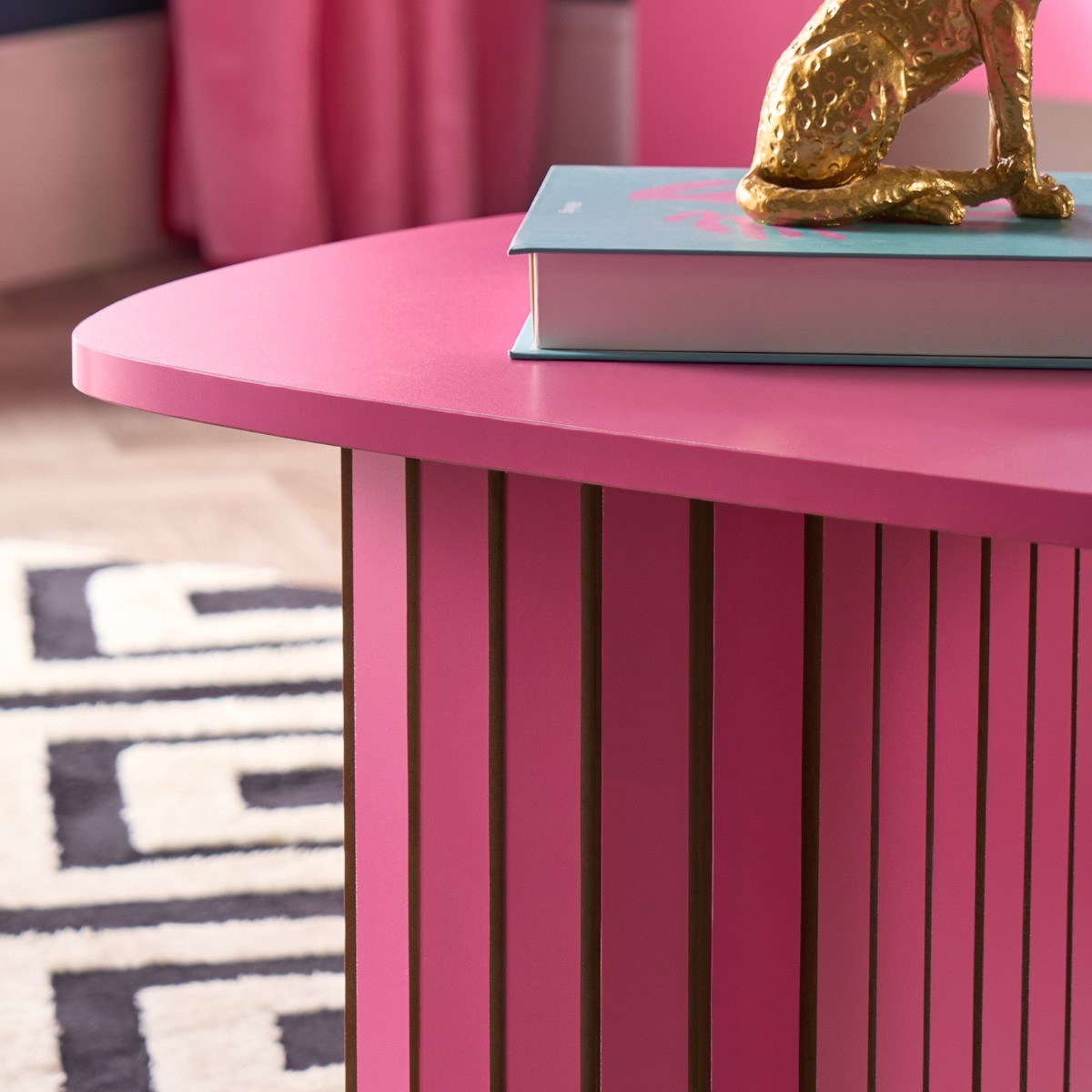 OHS Madison Ribbed Coffee Table - Hot Pink>