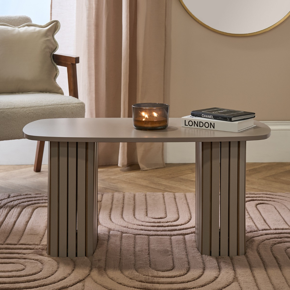 OHS Madison Ribbed Coffee Table - Natural>