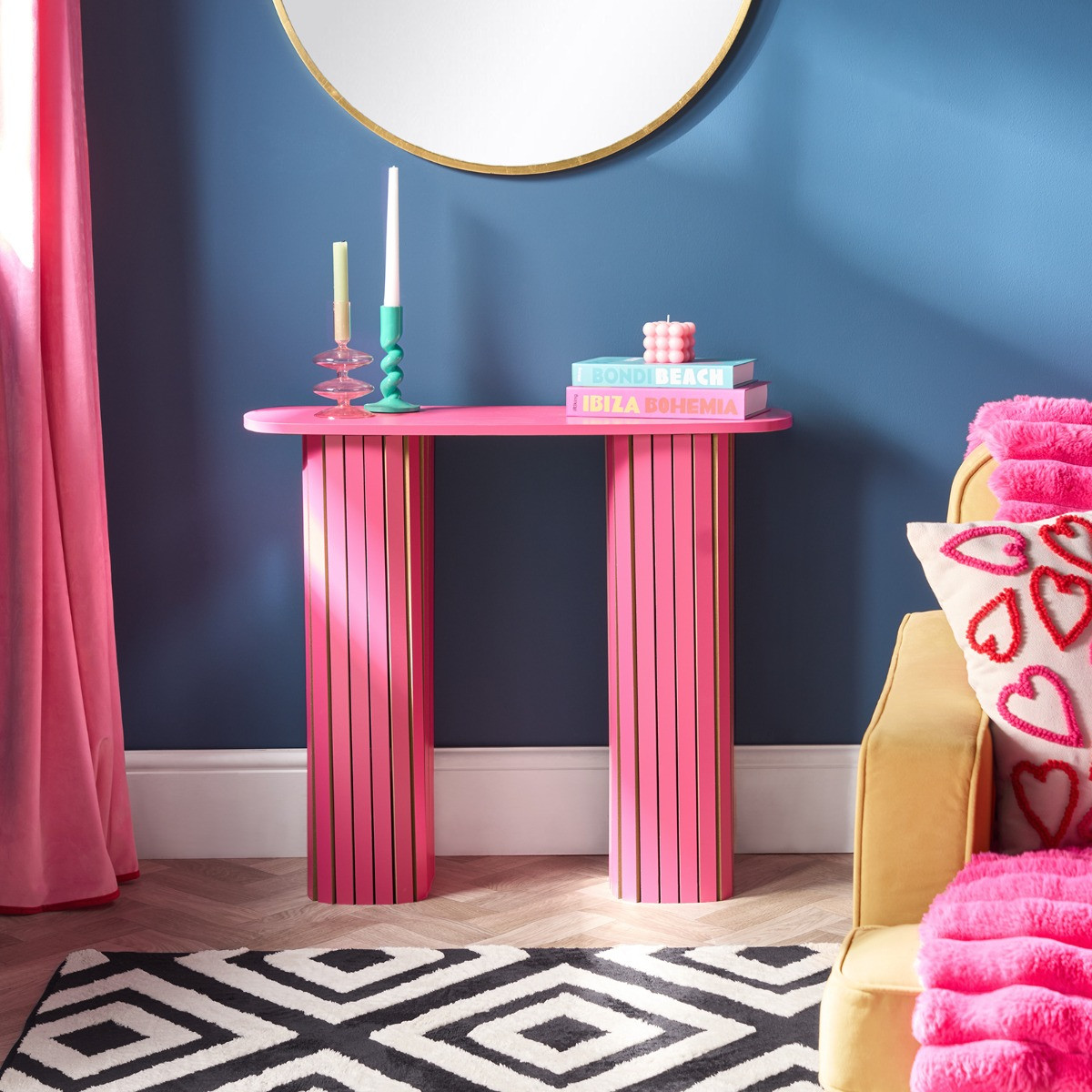 OHS Madison Ribbed Console Table - Hot Pink>