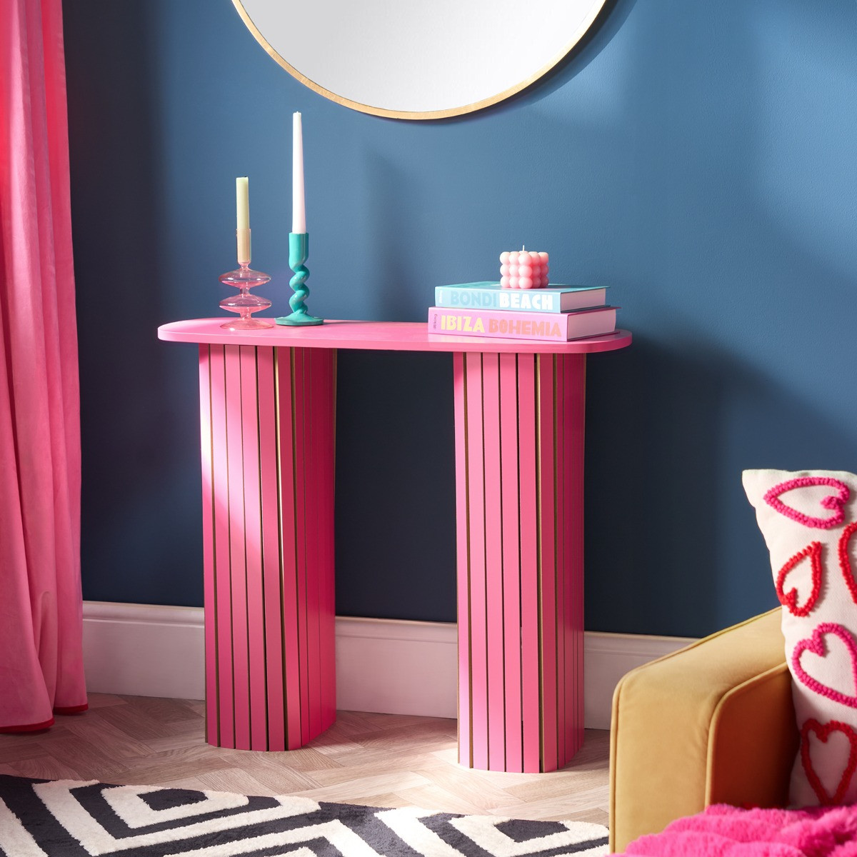 OHS Madison Ribbed Console Table - Hot Pink>