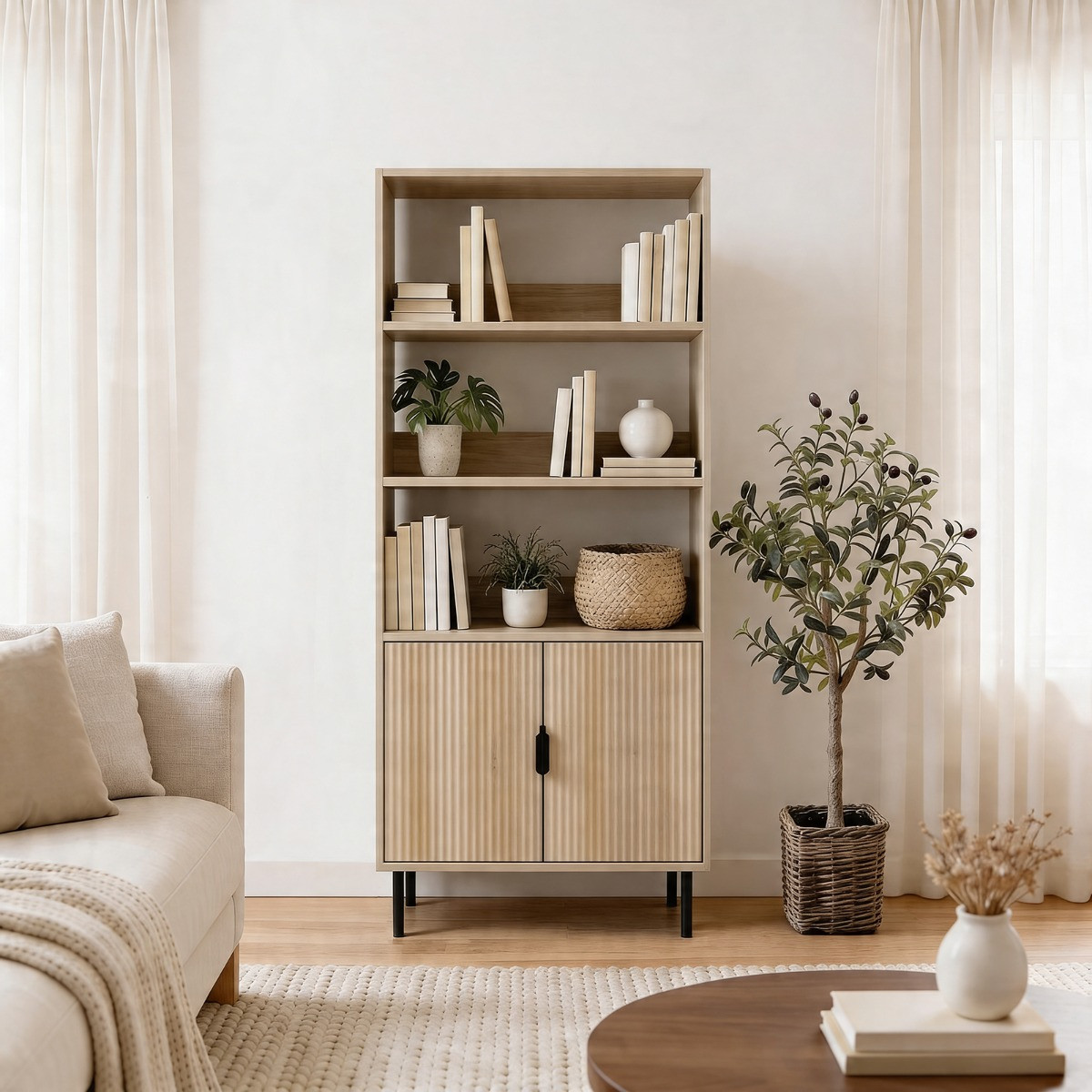 OHS Ribbed Display Unit - Light Wood>