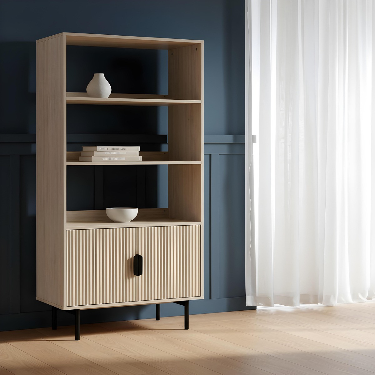 OHS Ribbed Display Unit - Light Wood>