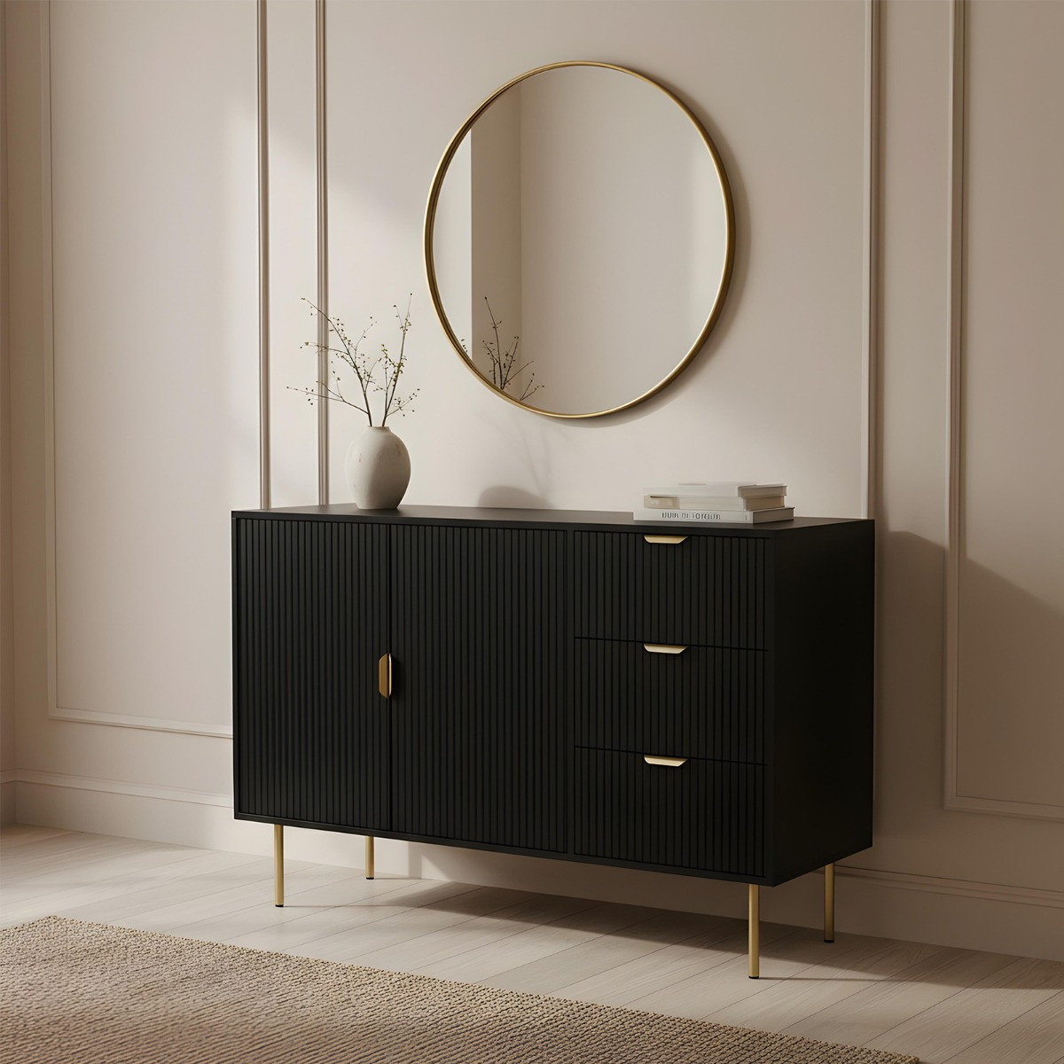 OHS Ribbed Sideboard - Black>