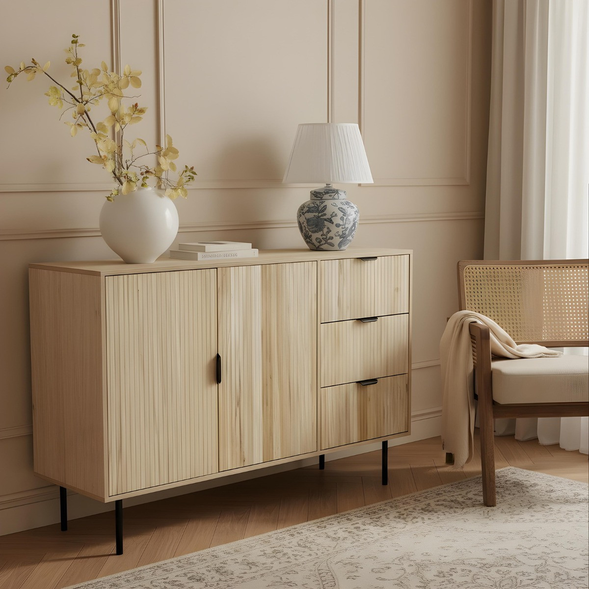 OHS Ribbed Sideboard - Light Wood>