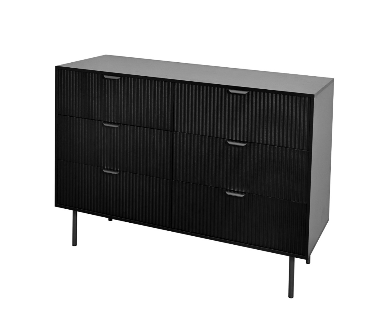 OHS Ribbed 6-Drawer Unit - Black>