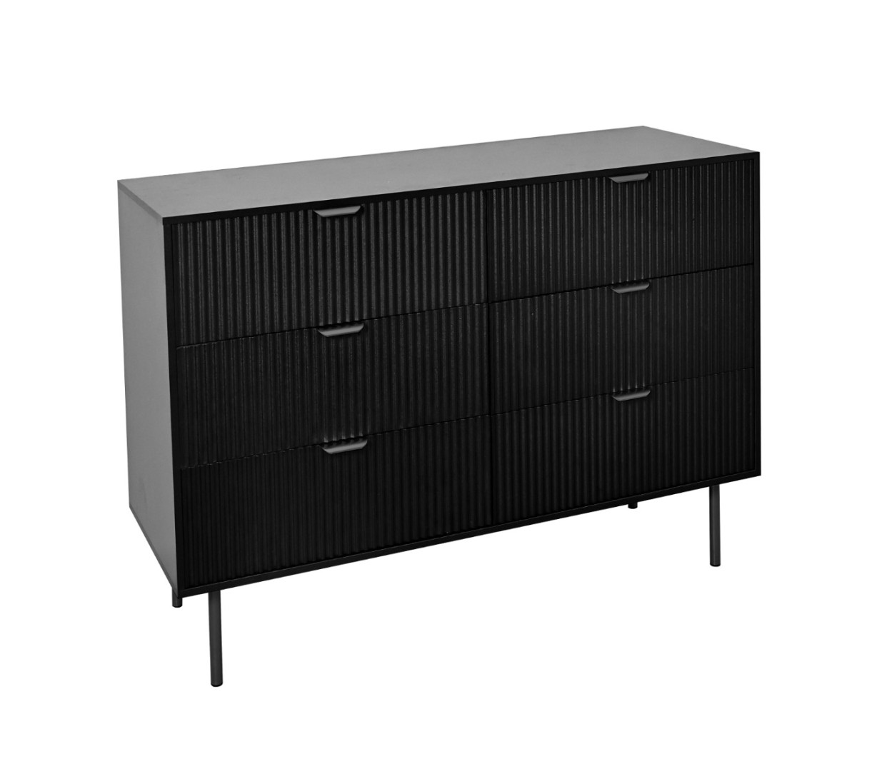 OHS Ribbed 6-Drawer Unit - Black>