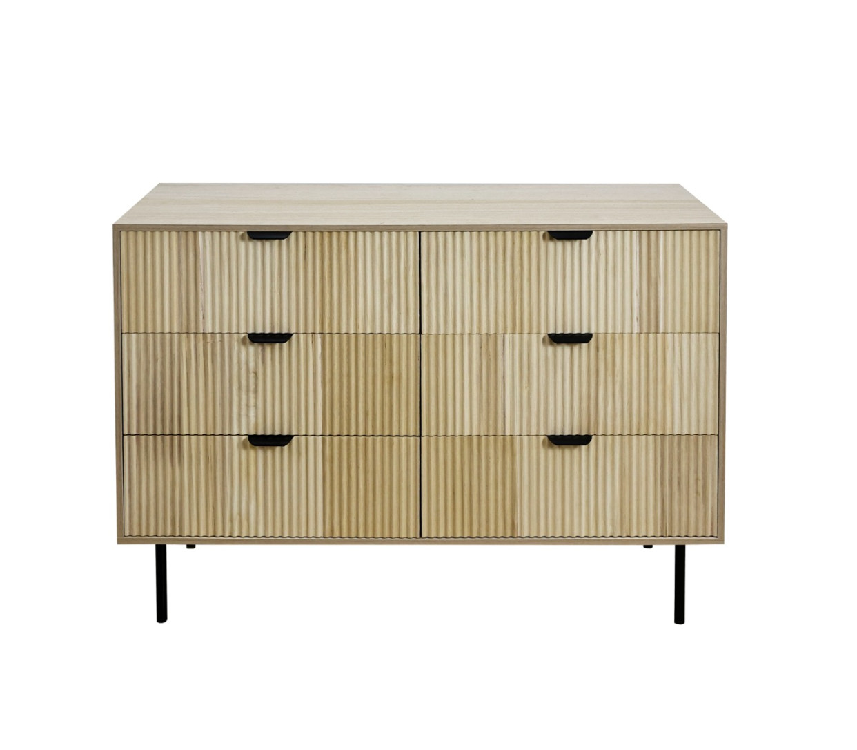OHS Ribbed 6-Drawer Unit - Light Wood>