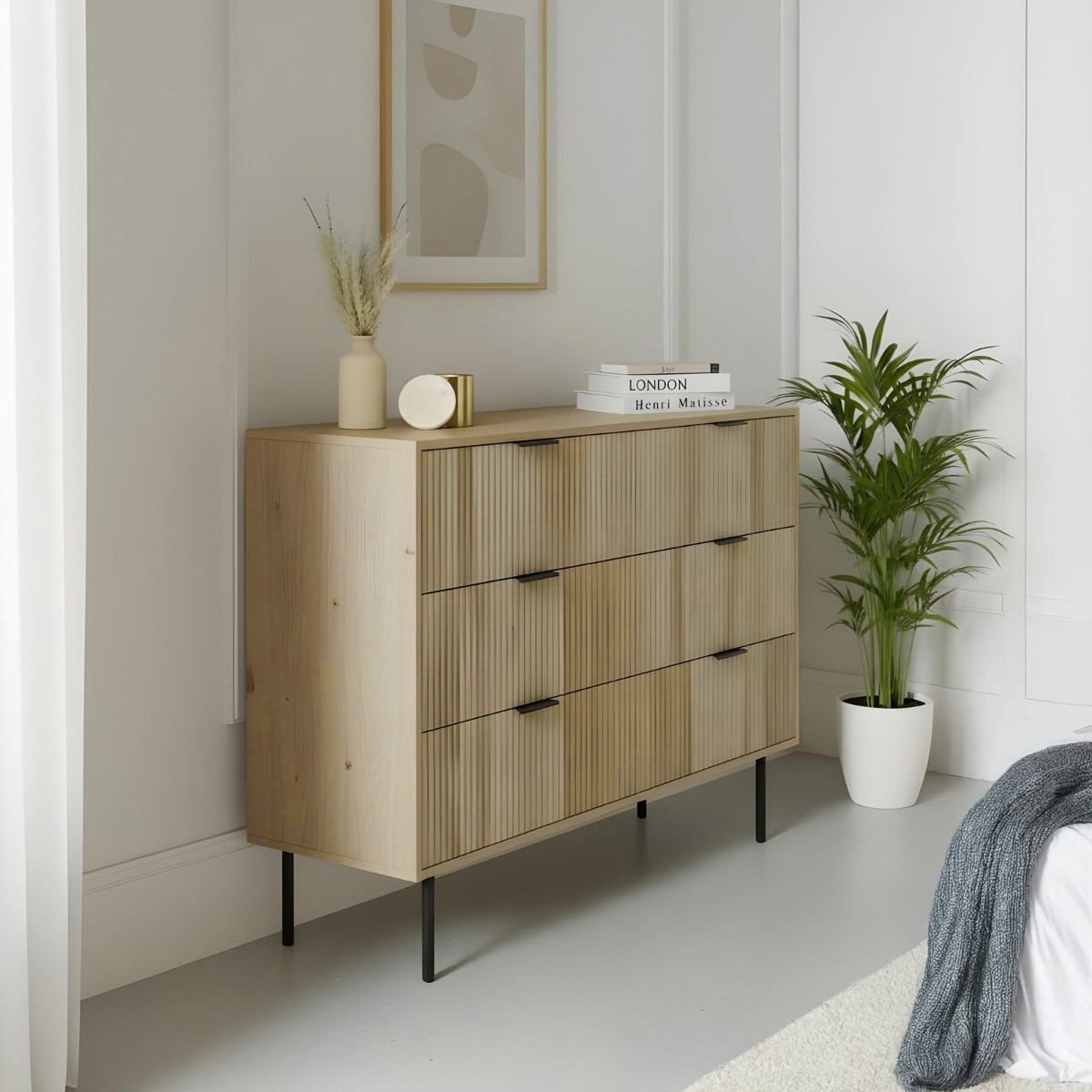 OHS Ribbed 6-Drawer Unit - Light Wood>