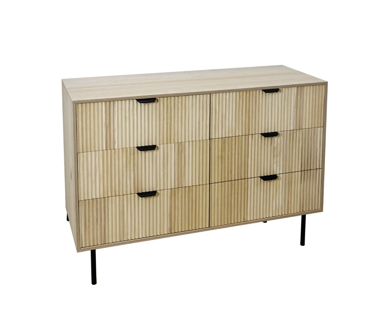 OHS Ribbed 6-Drawer Unit - Light Wood>
