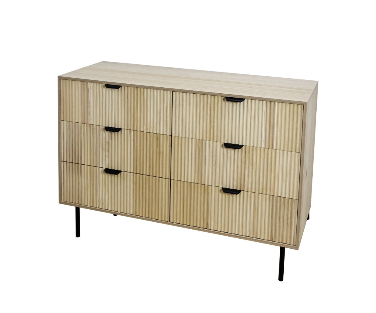 OHS Ribbed 6-Drawer Unit - Light Wood>