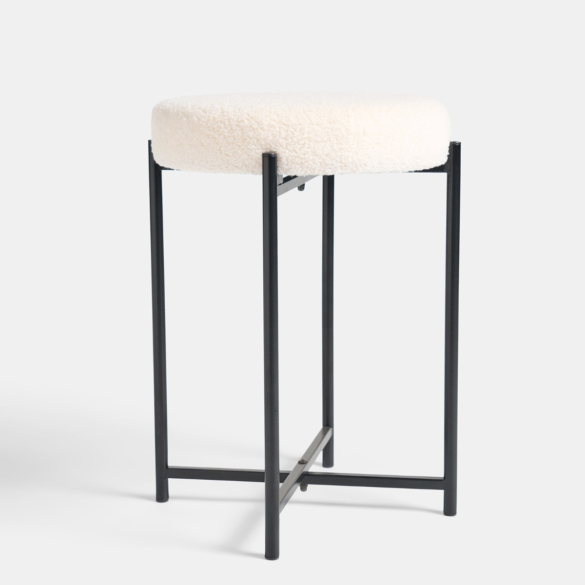 OHS Round Boucle Stool - Cream>