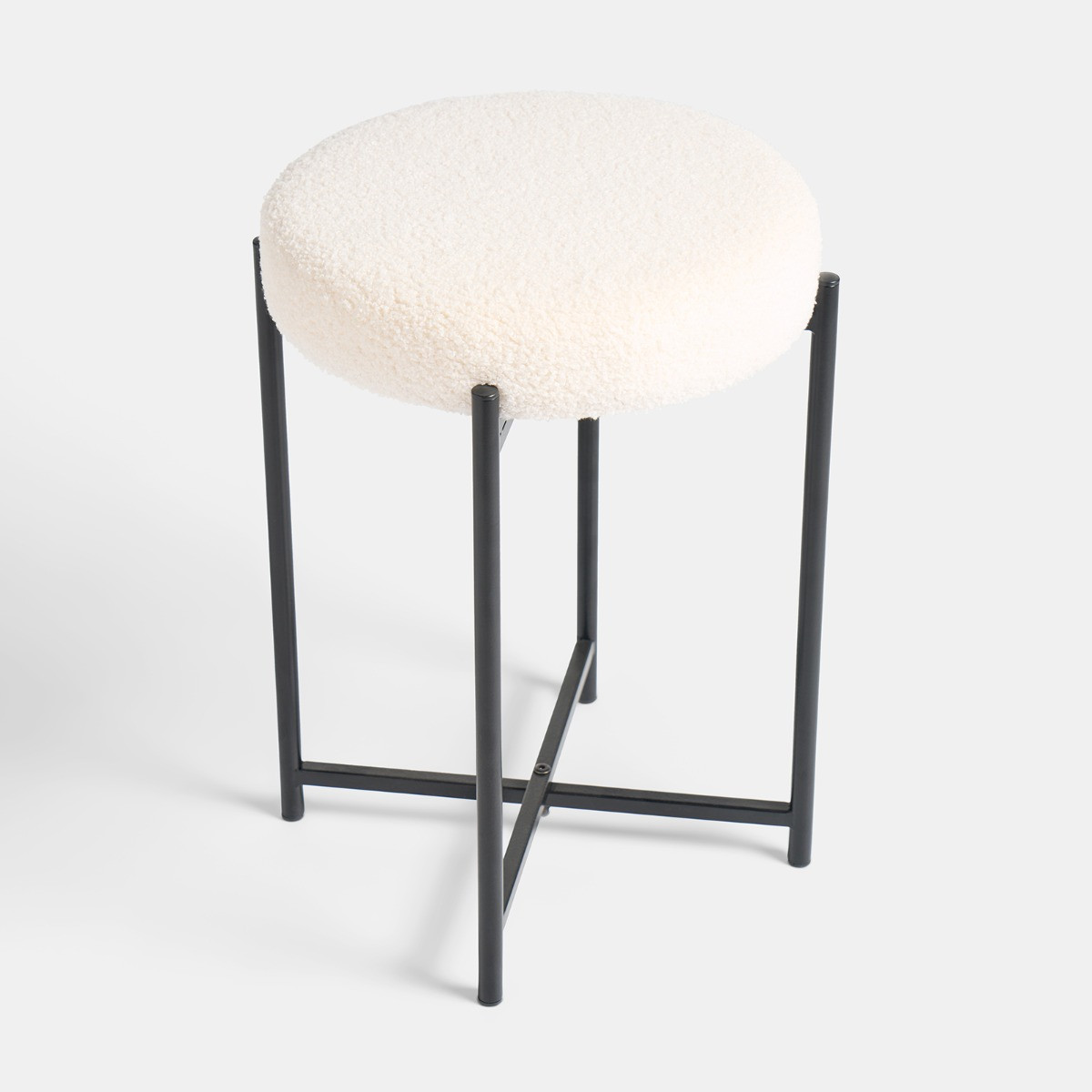 OHS Round Boucle Stool - Cream>
