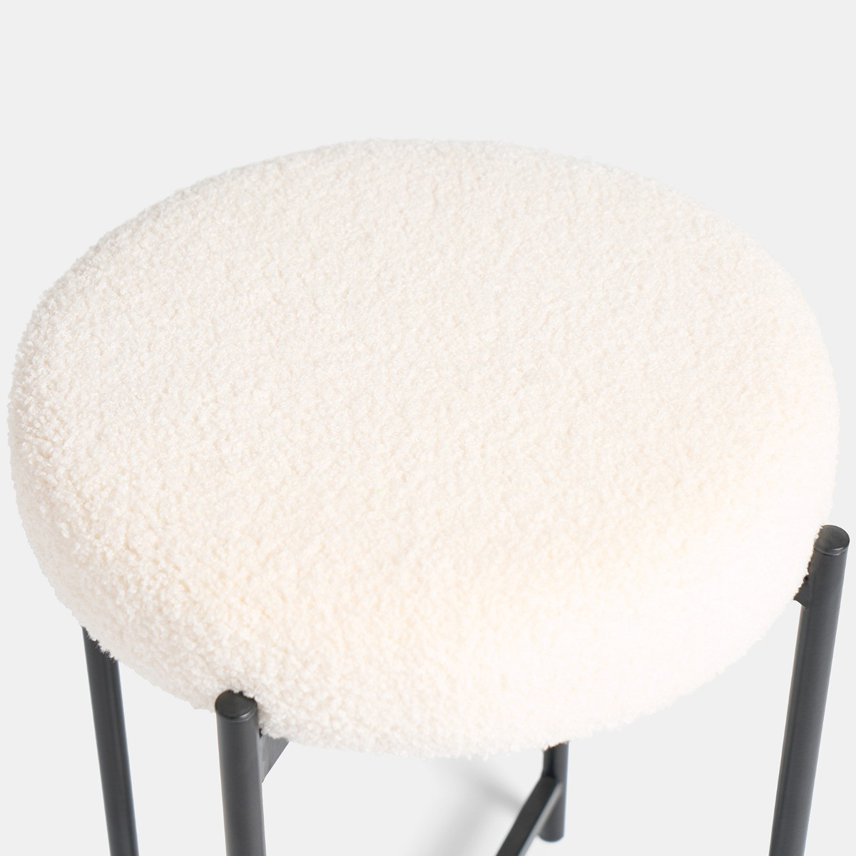 OHS Round Boucle Stool - Cream>
