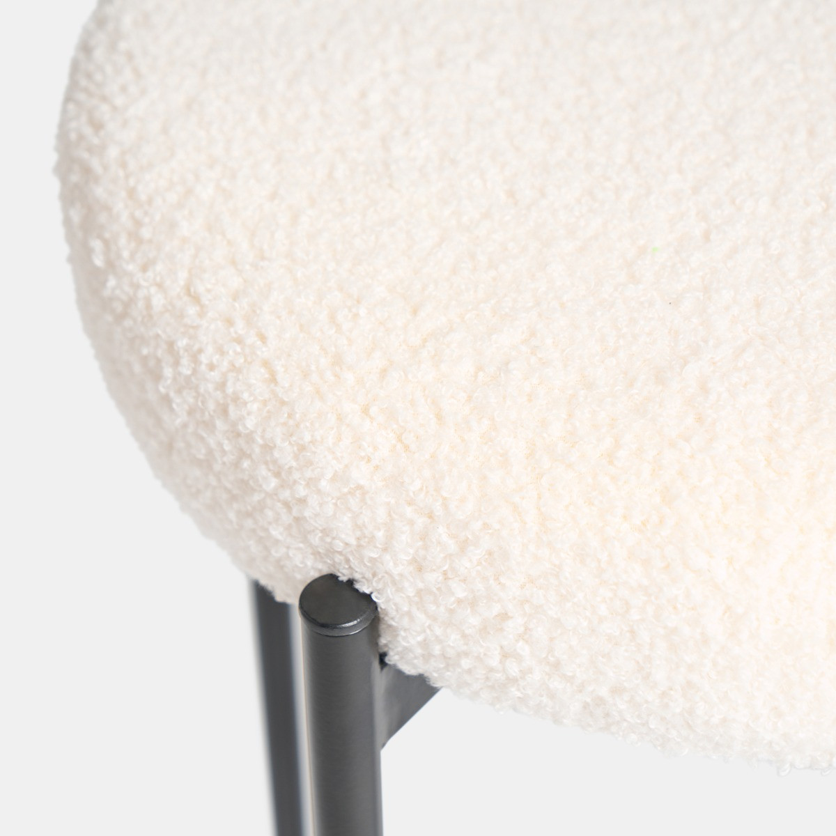 OHS Round Boucle Stool - Cream>