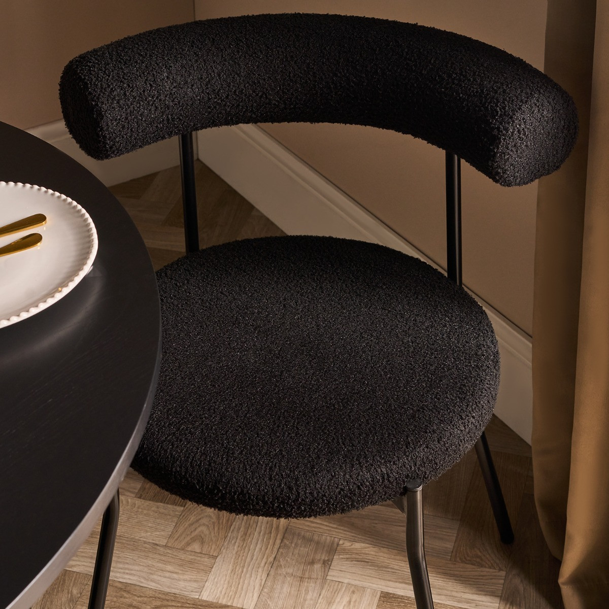 OHS Boucle Dining Chair - Black>