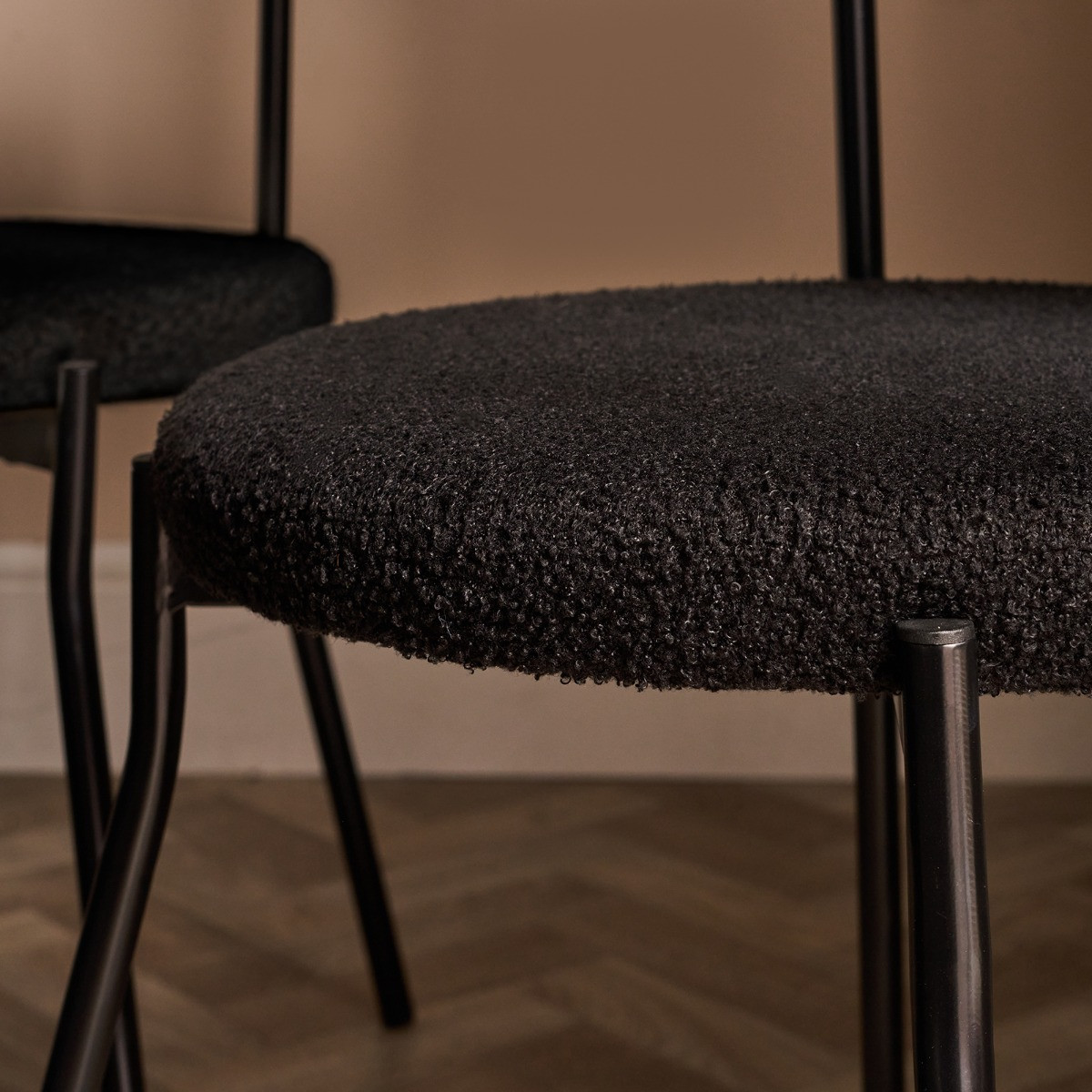 OHS Boucle Dining Chair - Black>