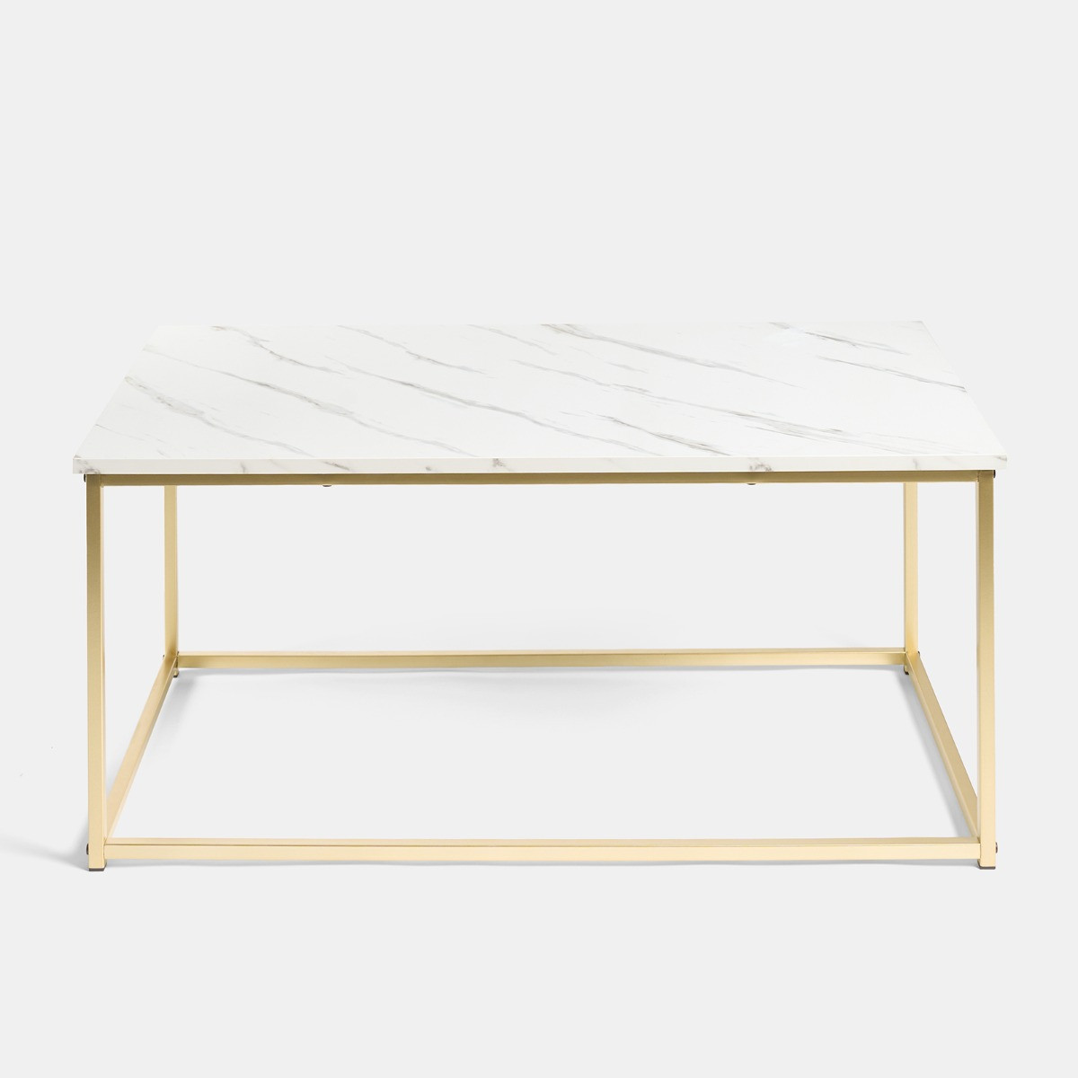 OHS Manhattan Marble Effect Rectangle Coffee Table - White/Gold>