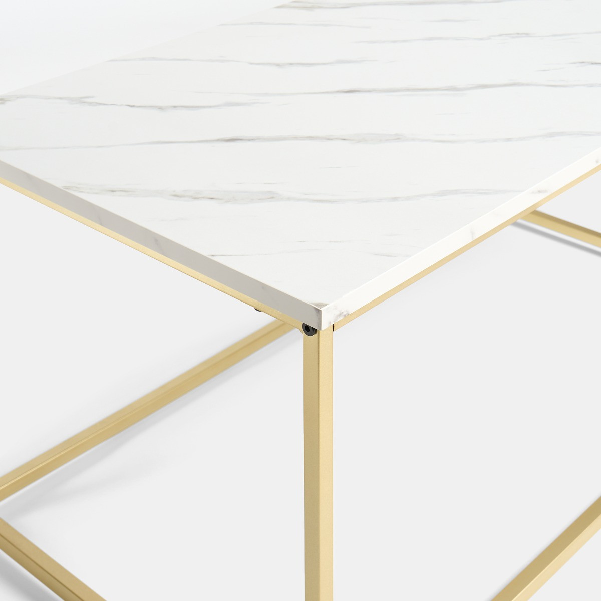 OHS Manhattan Marble Effect Rectangle Coffee Table - White/Gold>