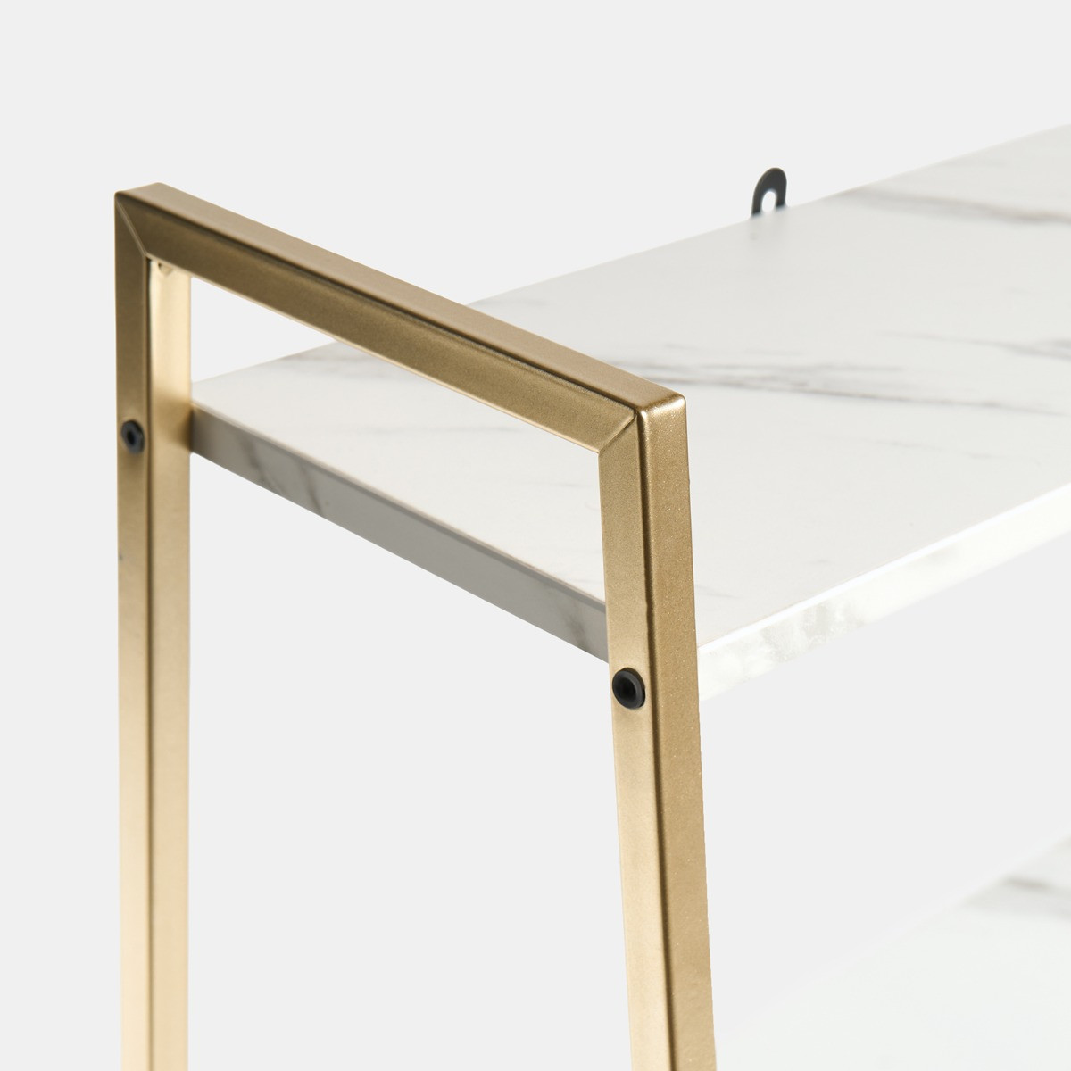 OHS Manhattan Marble Effect 4-Tier Shelving Unit - White/Gold>