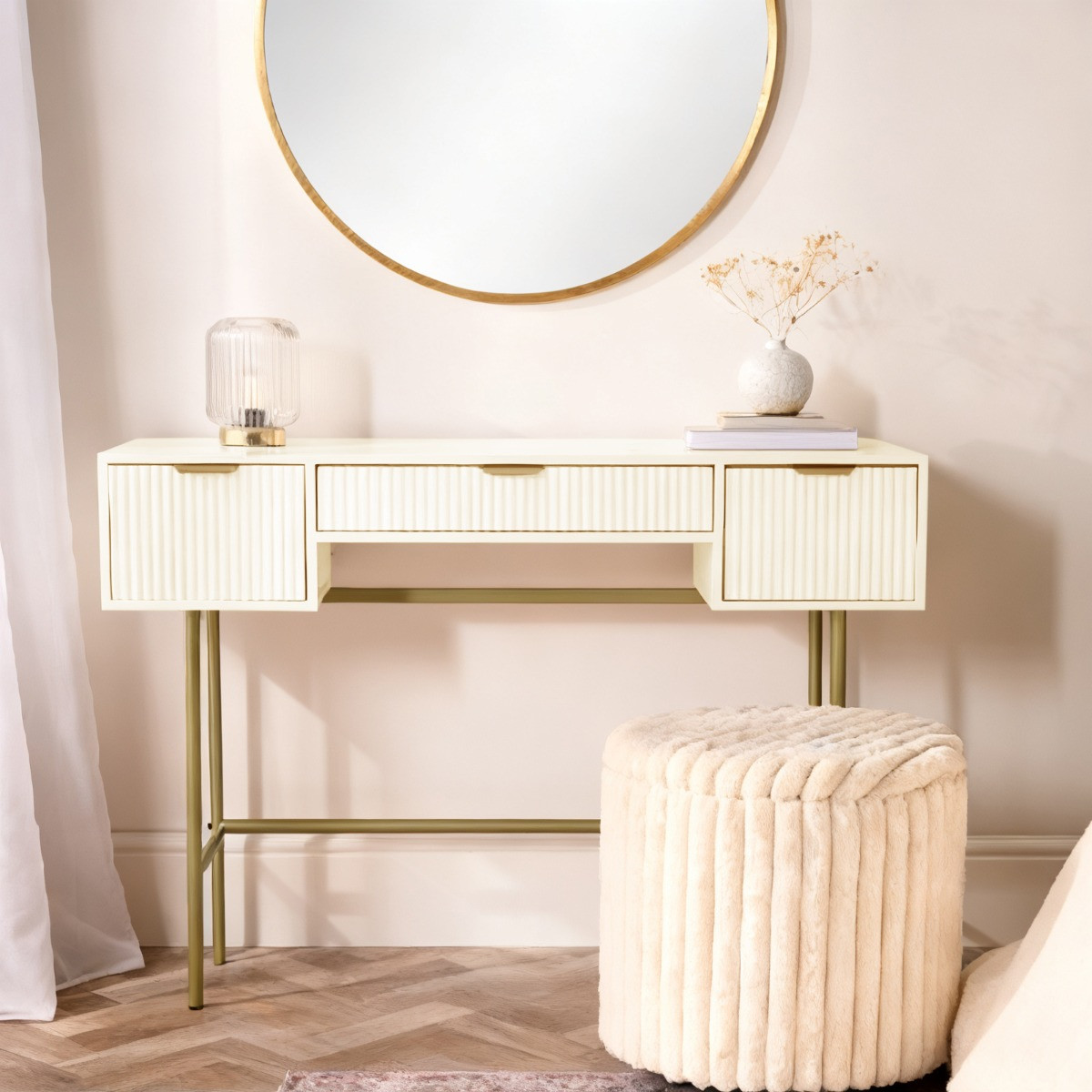OHS Ribbed Dressing Table - Cream>
