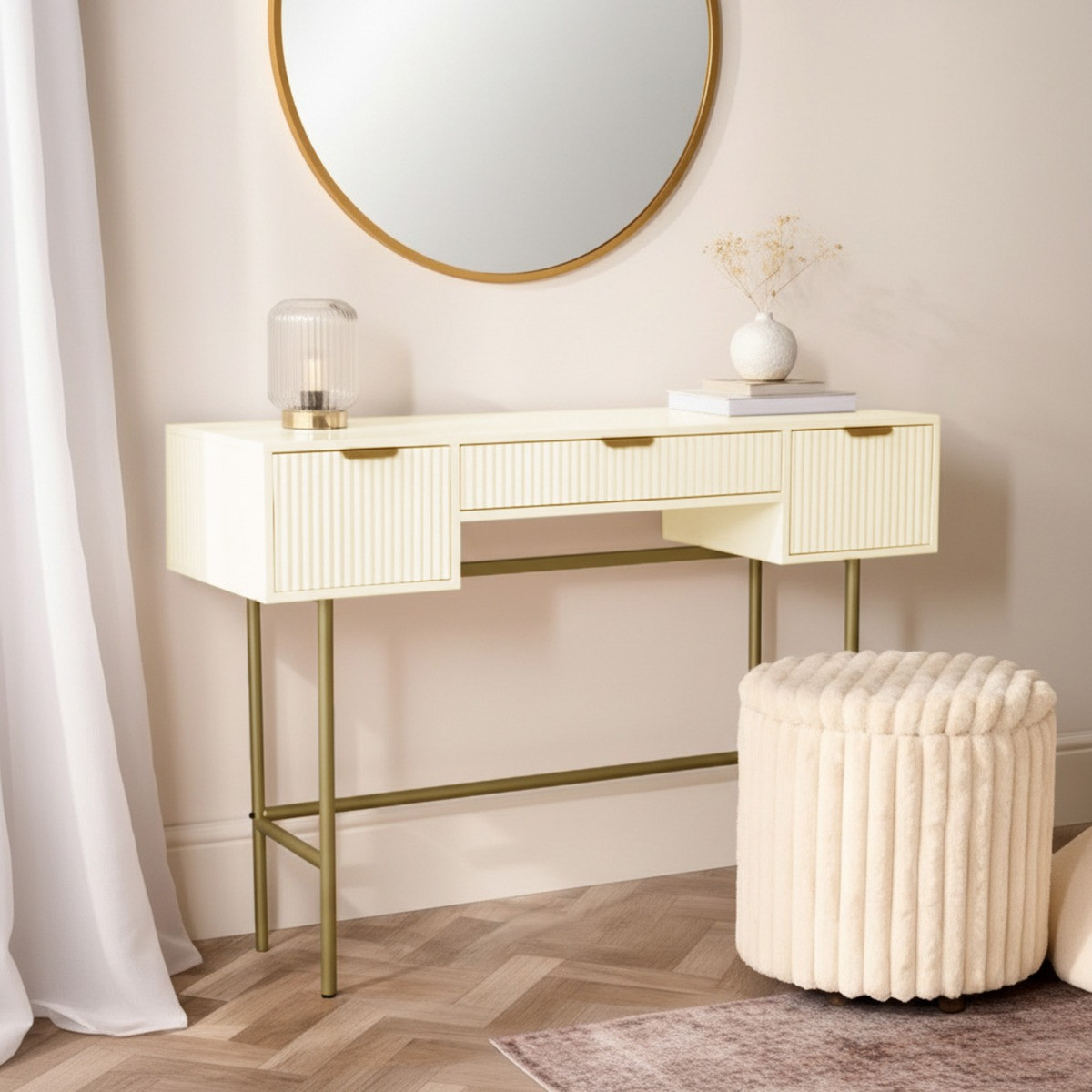 OHS Ribbed Dressing Table - Cream>