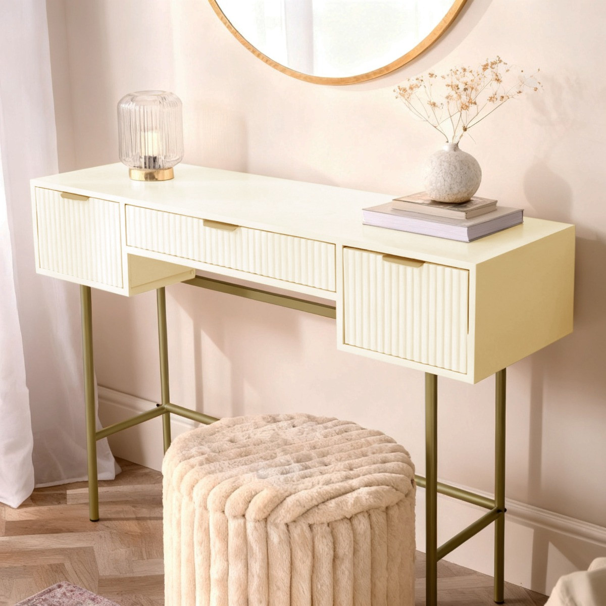 OHS Ribbed Dressing Table - Cream>
