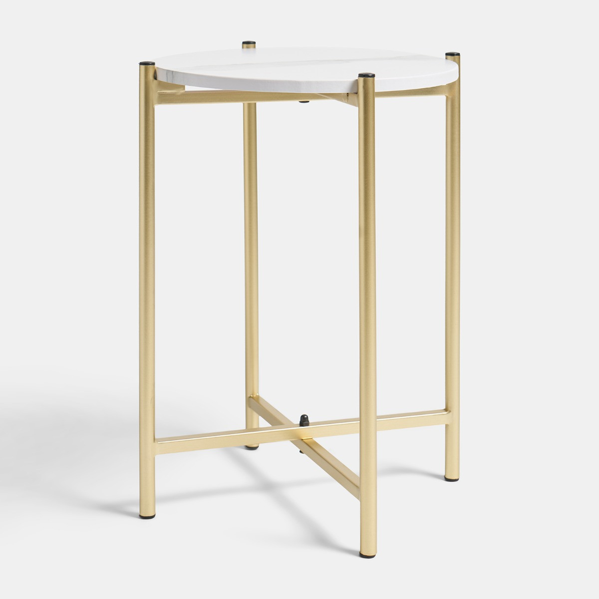OHS Marble Round Side Table - Gold/White>