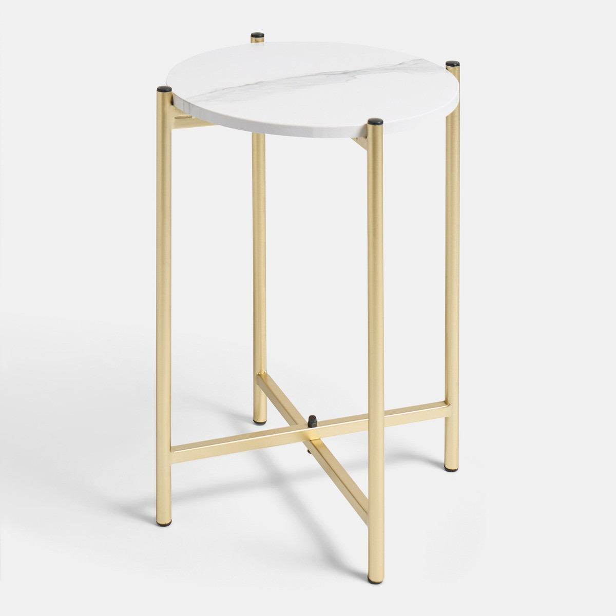 OHS Marble Round Side Table - Gold/White>