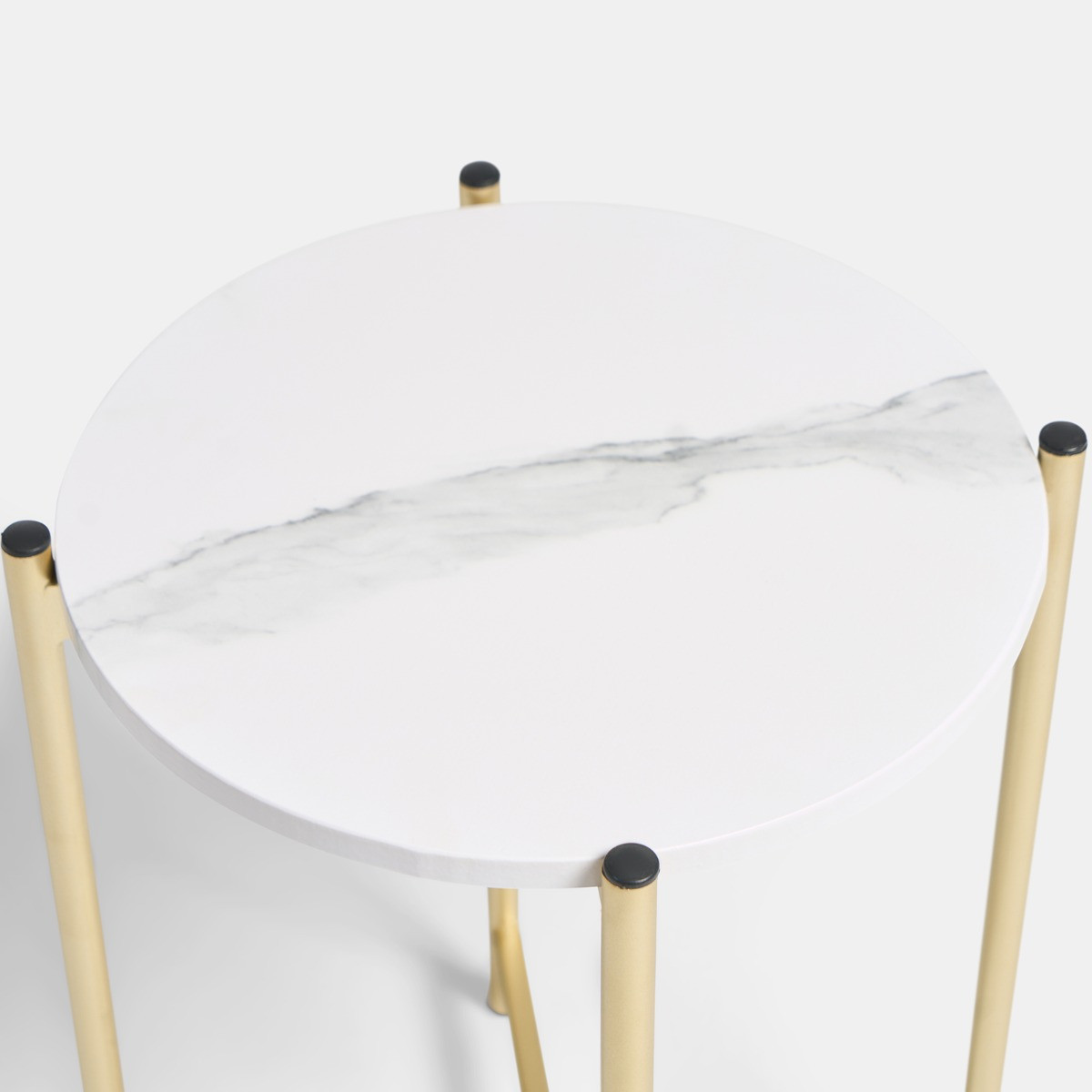 OHS Marble Round Side Table - Gold/White>