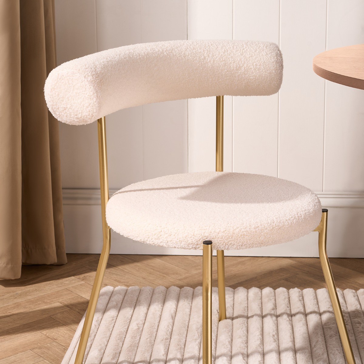 OHS Boucle Dining Chairs - Cream/Gold>