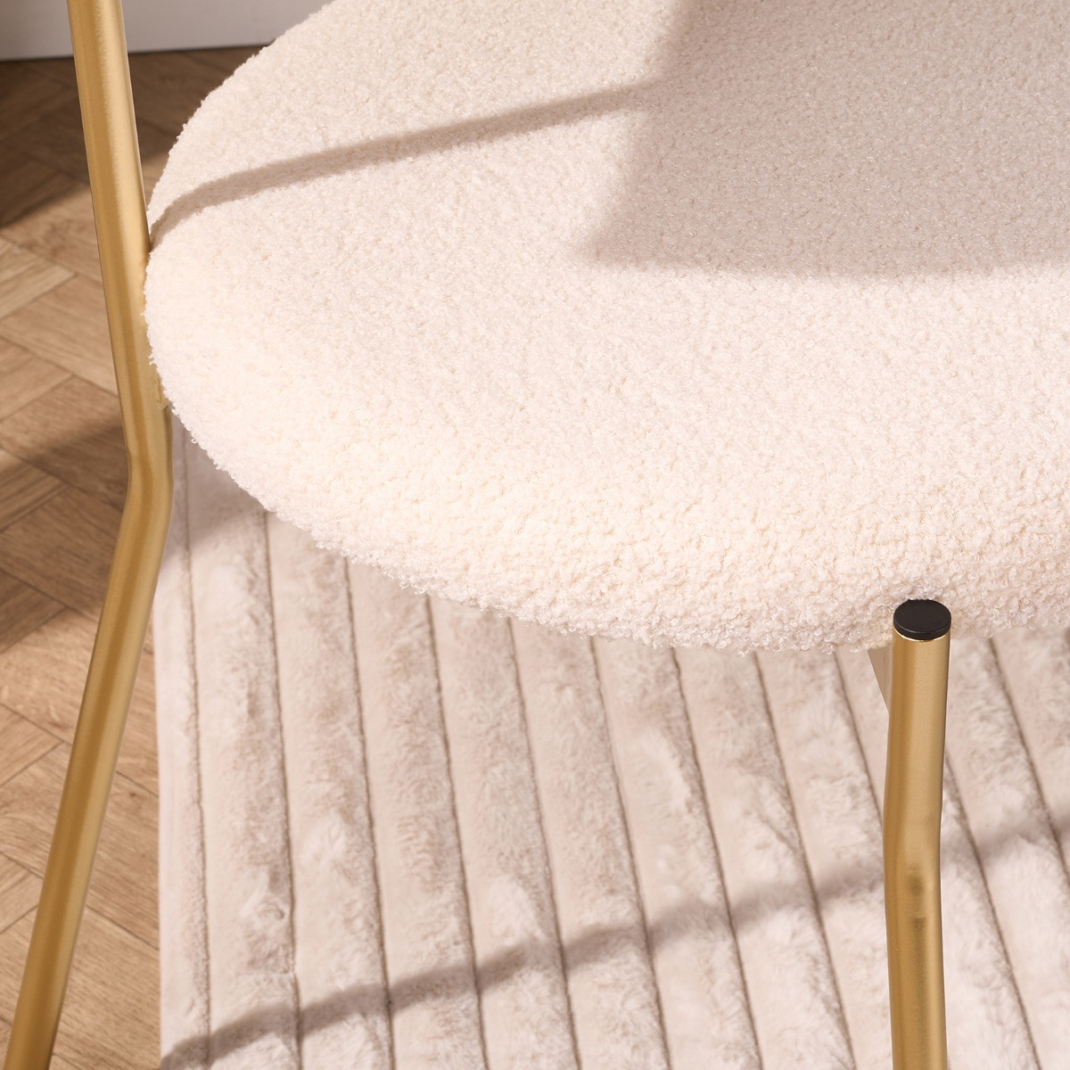 OHS Boucle Dining Chairs - Cream/Gold>