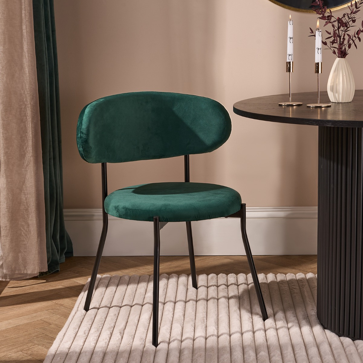 OHS Velvet Dining Chair - Forest Green>
