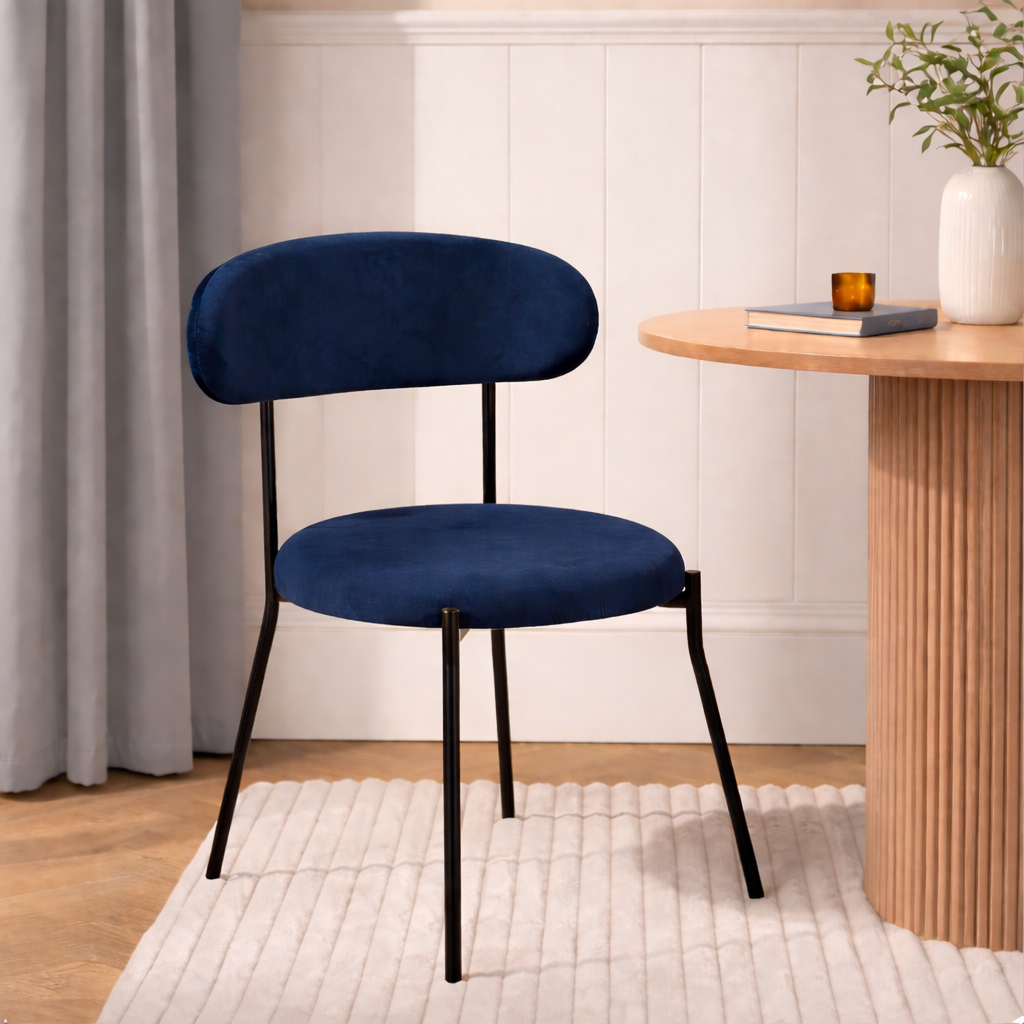 OHS Velvet Dining Chair - Navy>