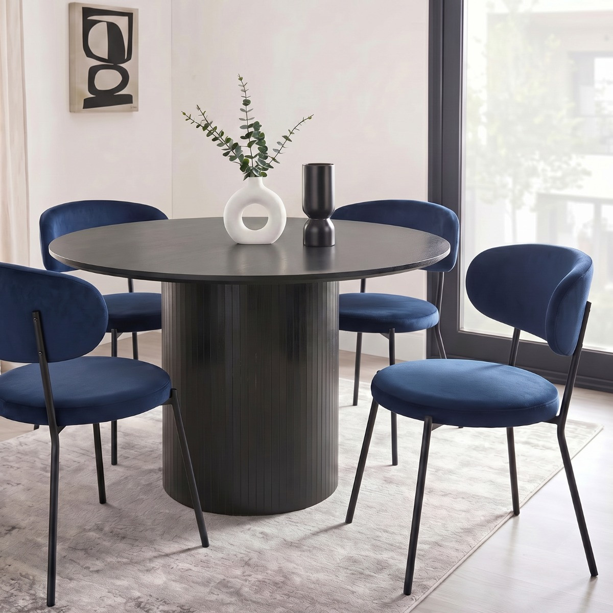 OHS Velvet Dining Chair - Navy>