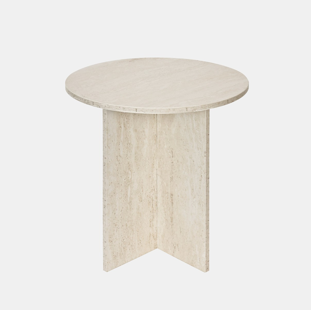 OHS Travertine Effect Round Side Table - Natural>