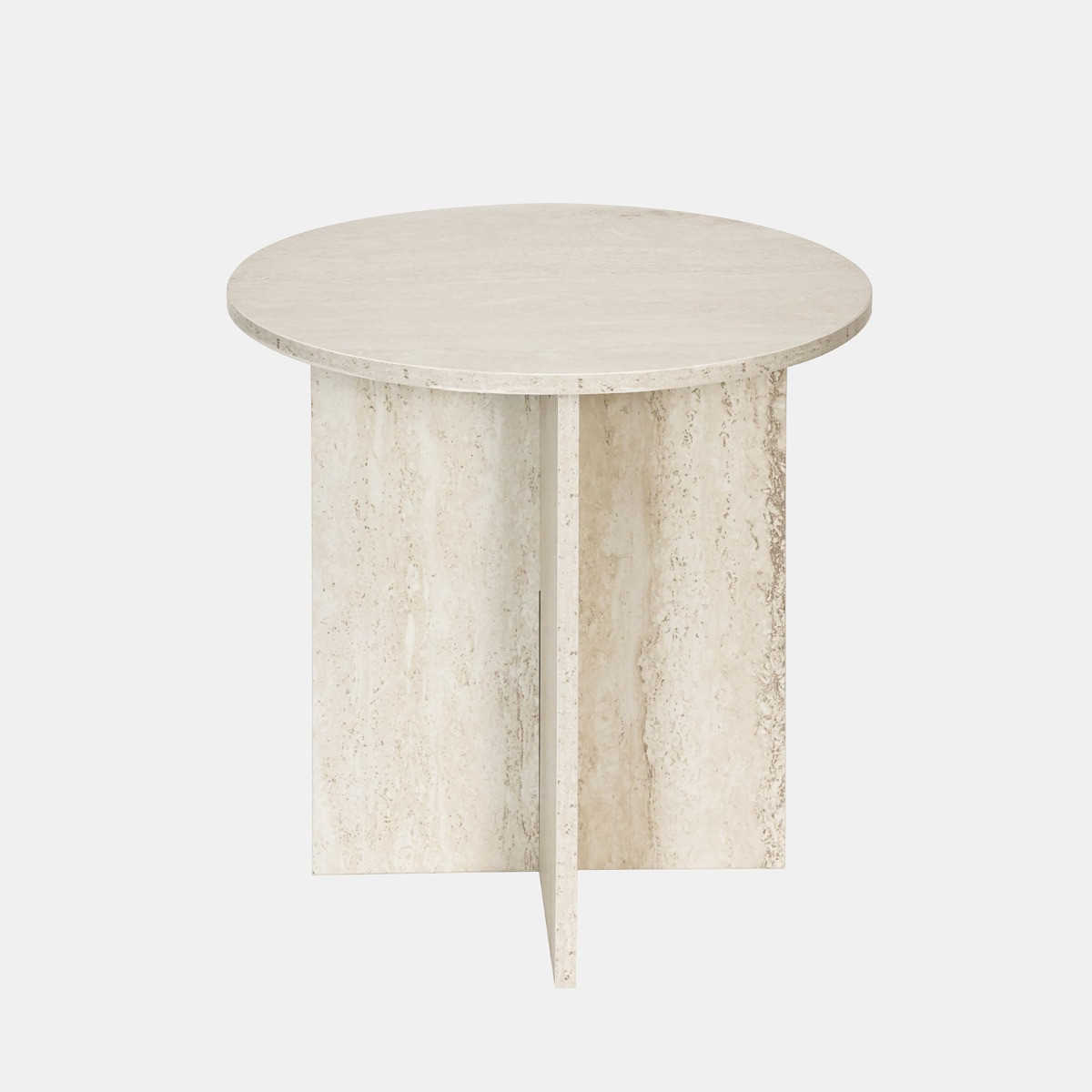 OHS Travertine Effect Round Side Table - Natural>