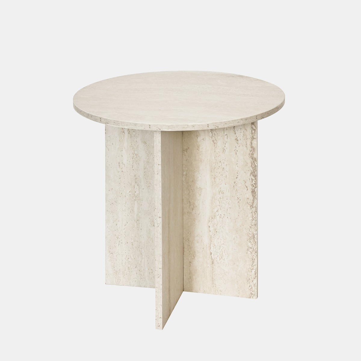 OHS Travertine Effect Round Side Table - Natural>