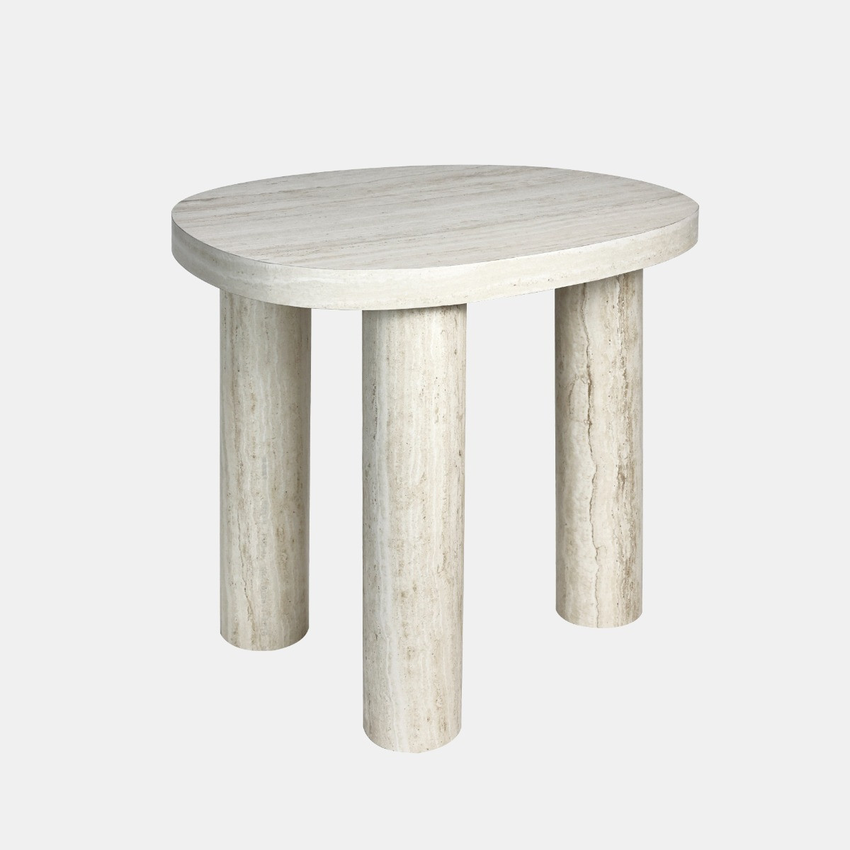 OHS 3-Legged Travertine Effect Side Table - Natural>