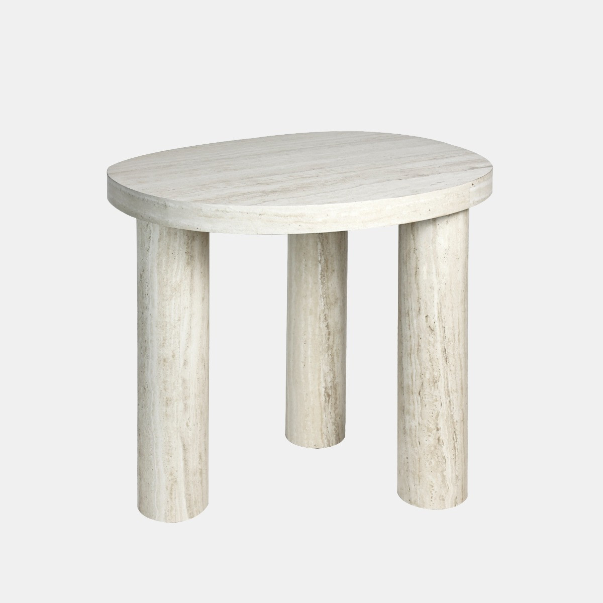 OHS 3-Legged Travertine Effect Side Table - Natural>