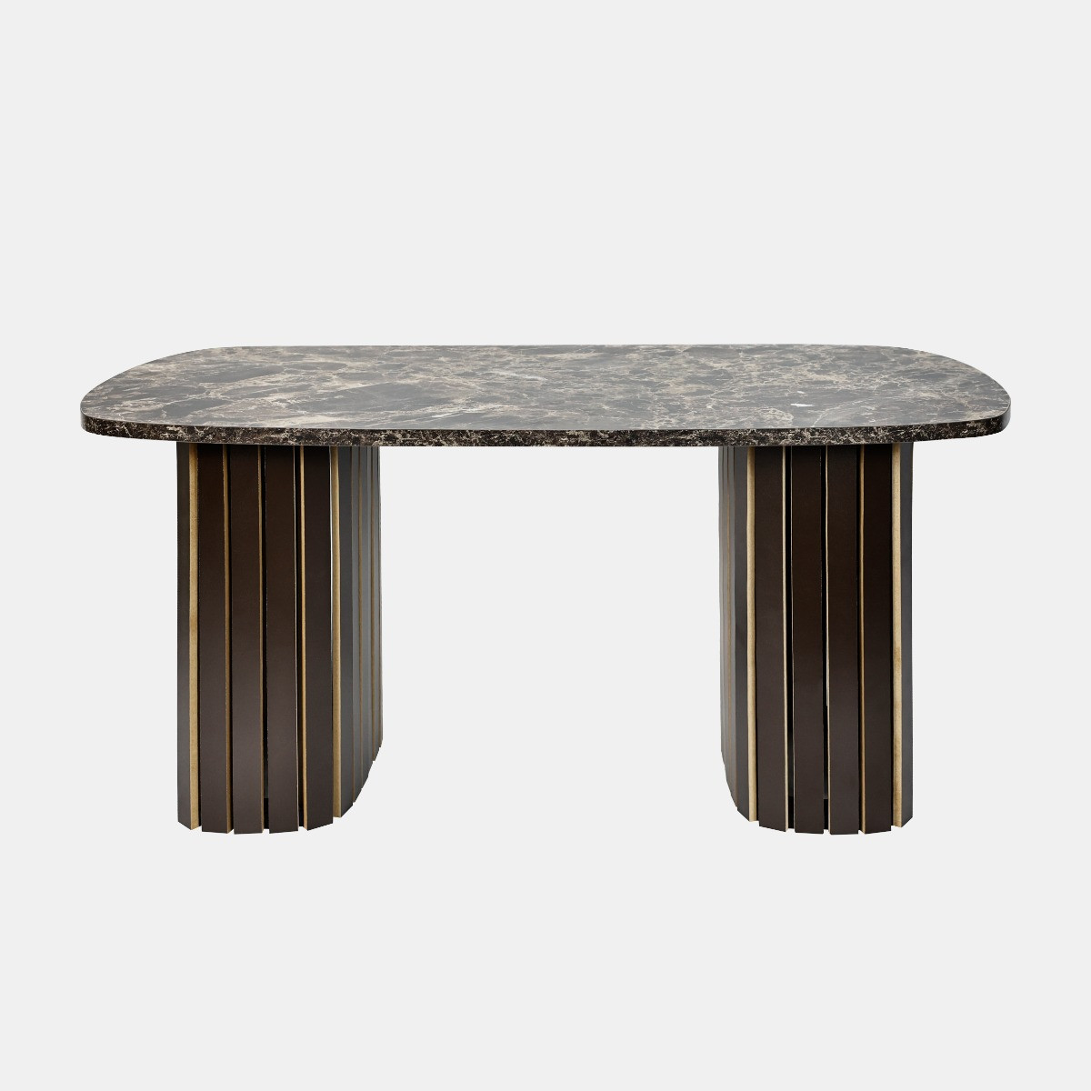 OHS Madison Marble Effect Ribbed Coffee Table - Dark Brown>