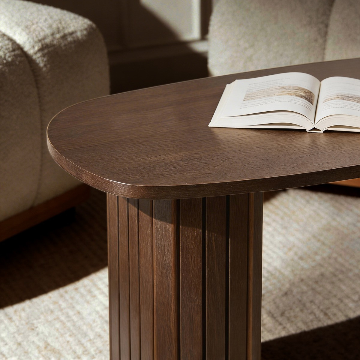 OHS Madison Ribbed Coffee Table - Dark Wood>