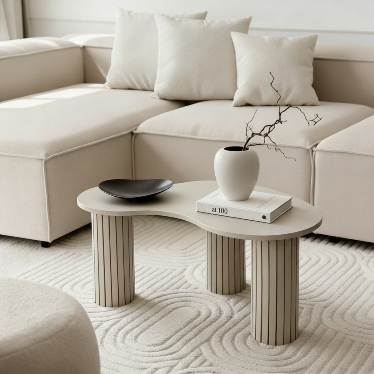 OHS Madison Ribbed Irregular Coffee Table - Natural>