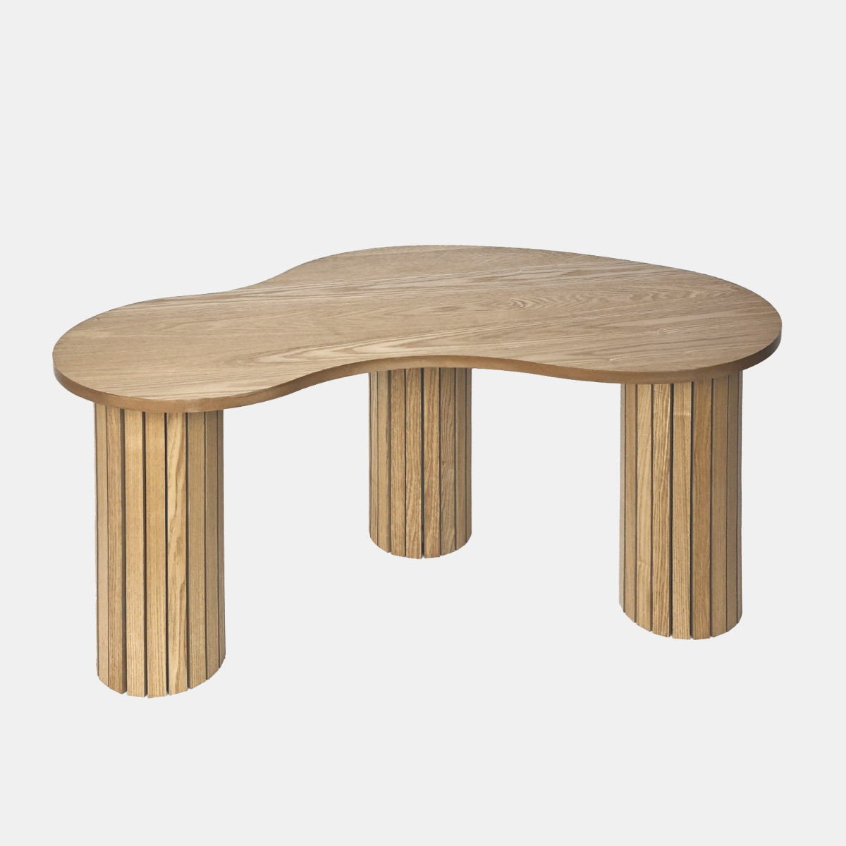 OHS Madison Ribbed Irregular Coffee Table - Light Wood>