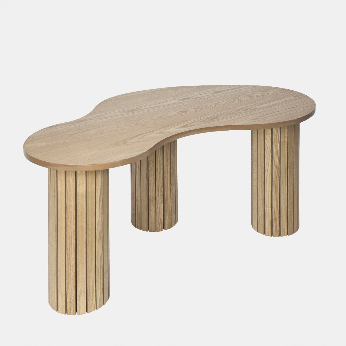 OHS Madison Ribbed Irregular Coffee Table - Light Wood>