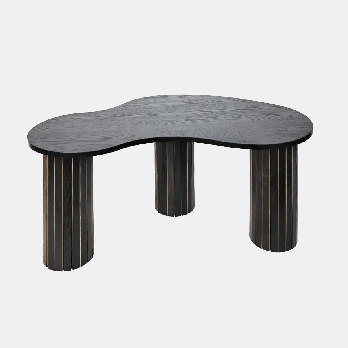 OHS Madison Ribbed Irregular Coffee Table - Black>
