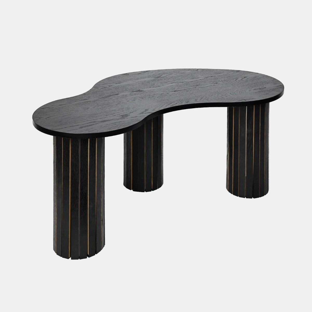 OHS Madison Ribbed Irregular Coffee Table - Black>