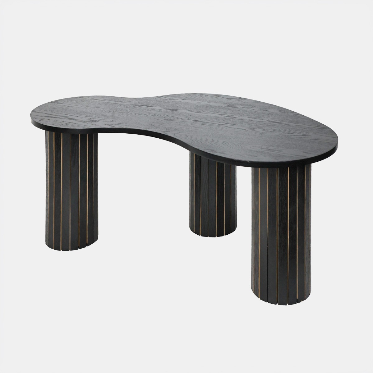 OHS Madison Ribbed Irregular Coffee Table - Black>