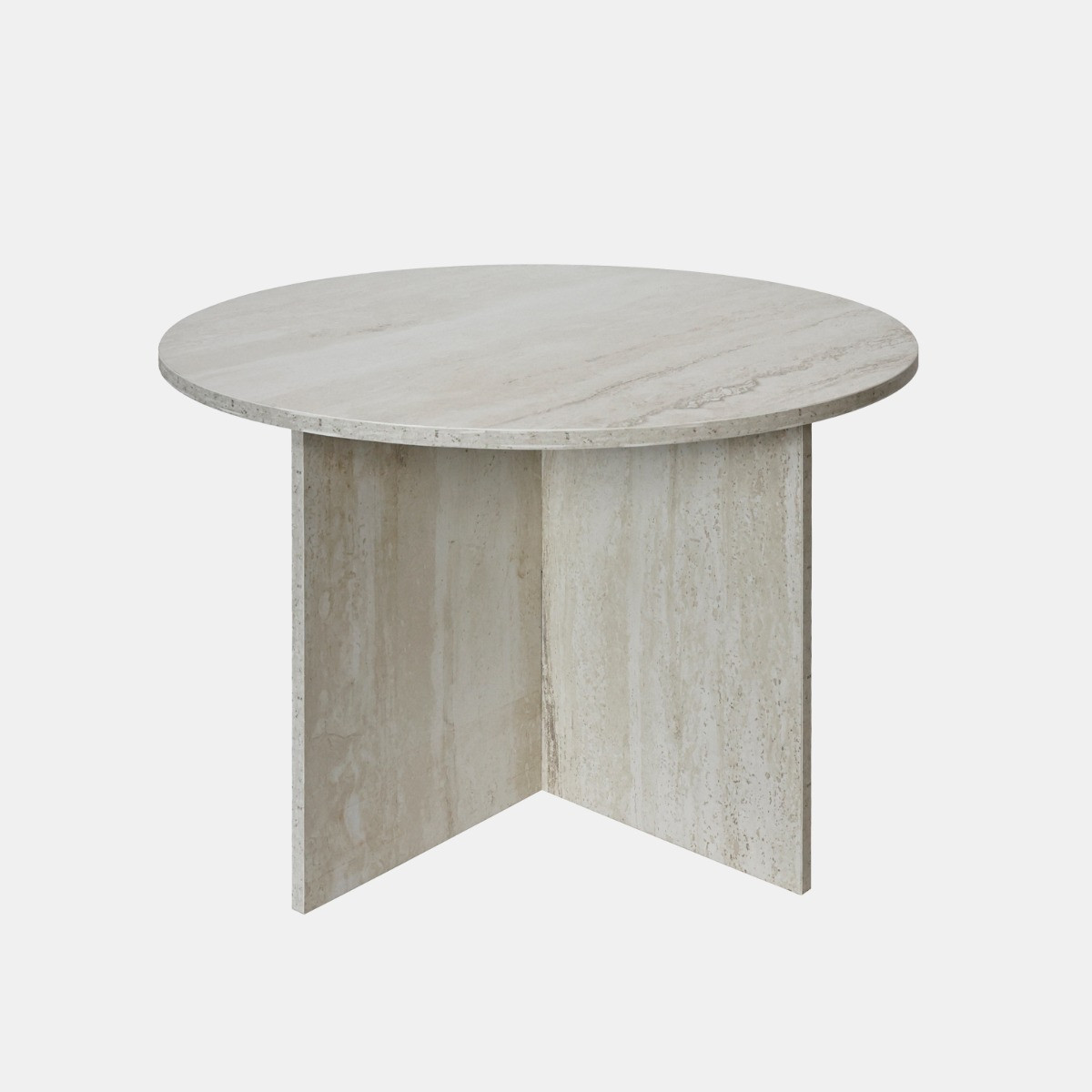 OHS Round Travertine Effect Coffee Table - Natural>